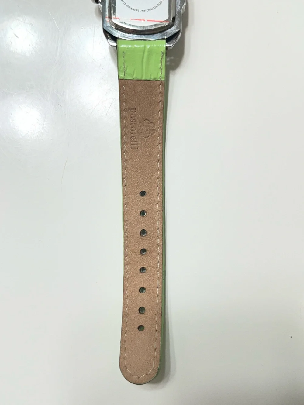 Pastorelli Ladies' Quartz Analog Stainless Steel Watch with Lime Leather Strap